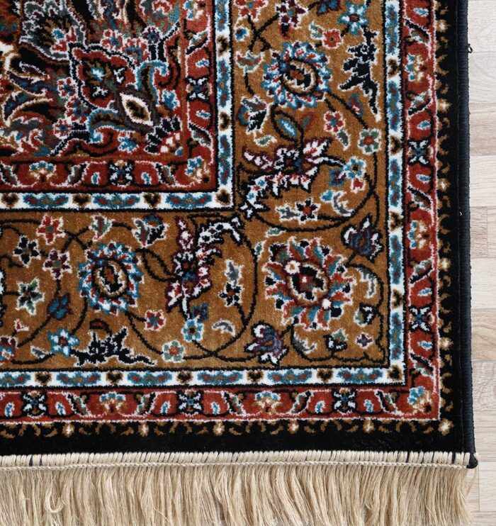 Machine-made rug with modern patterns, soft texture, and long-lasting durability for home décor.