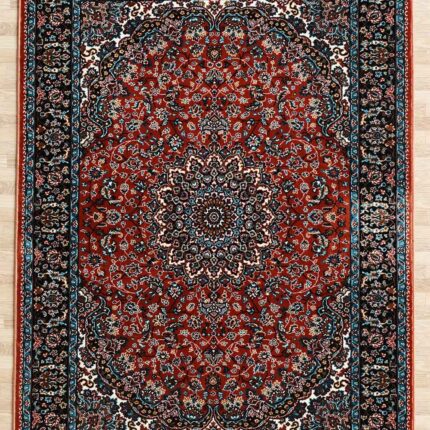 Machine-made rug with modern patterns, soft texture, and long-lasting durability for home décor.