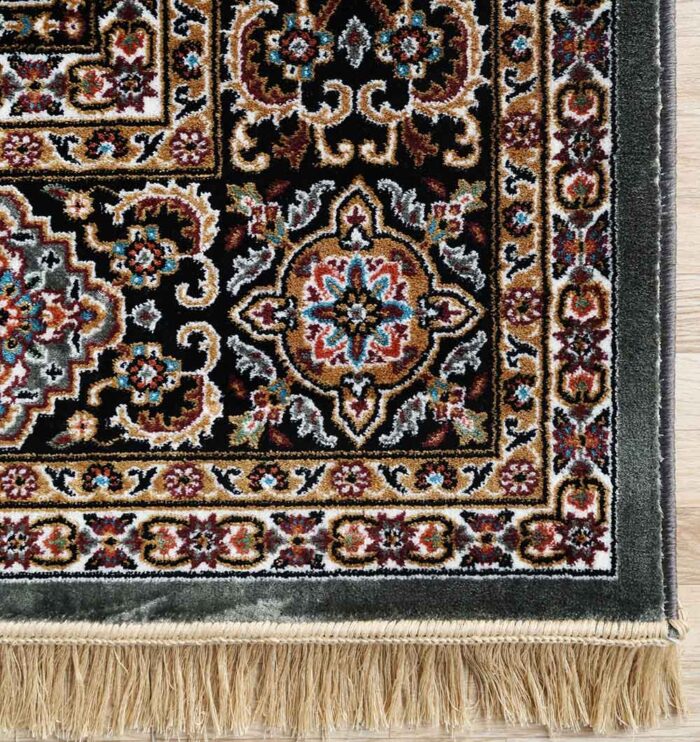 Machine-made rug with modern patterns, soft texture, and long-lasting durability for home décor.