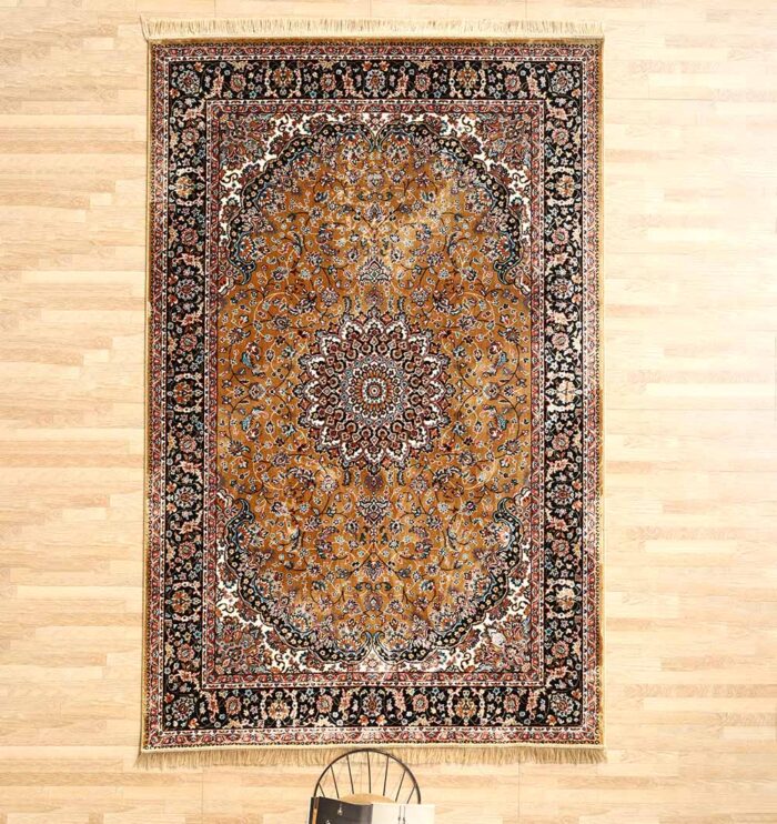 Machine-made rug with modern patterns, soft texture, and long-lasting durability for home décor.