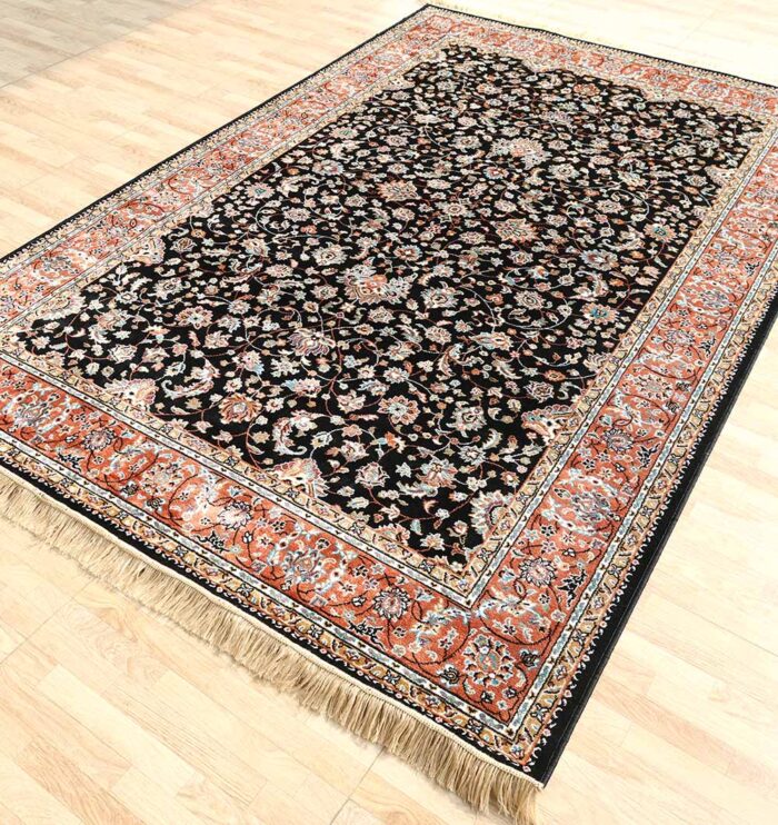 Machine-made rug with modern patterns, soft texture, and long-lasting durability for home décor.