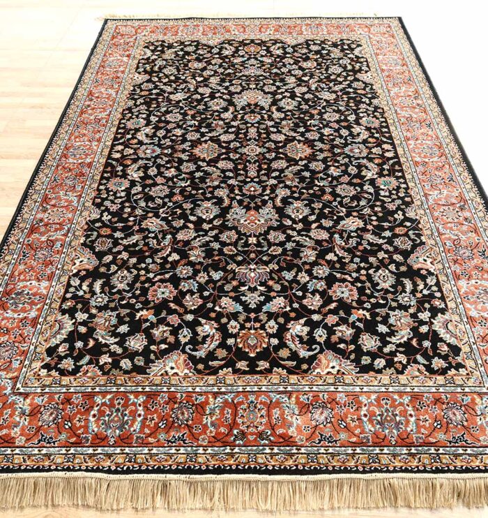 Machine-made rug with modern patterns, soft texture, and long-lasting durability for home décor.