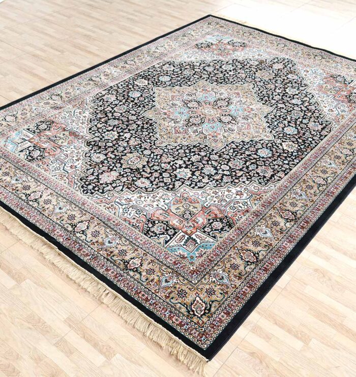 Machine-made rug featuring durable construction, stylish patterns, and easy-care design for modern homes.