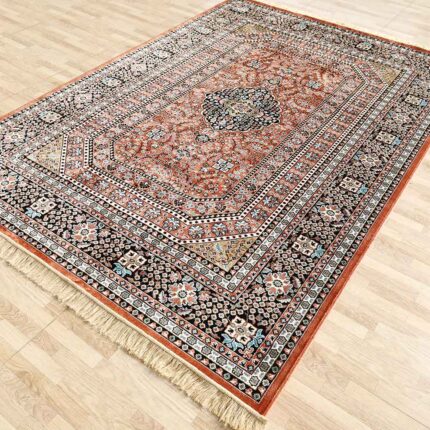 Durable machine-made rug with modern design, soft texture, and long-lasting quality for home décor.