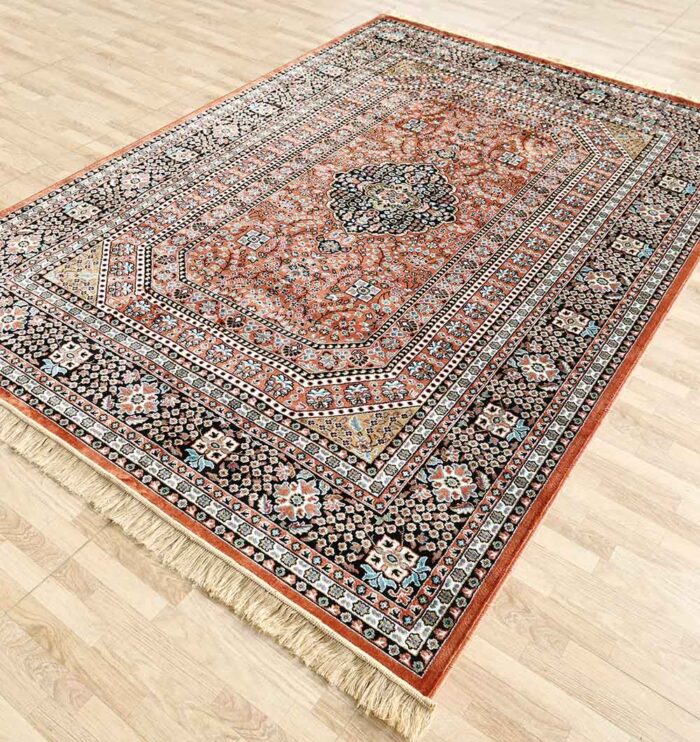 Durable machine-made rug with modern design, soft texture, and long-lasting quality for home décor.