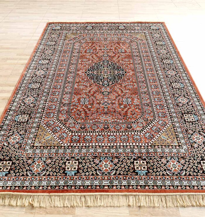 Durable machine-made rug with modern design, soft texture, and long-lasting quality for home décor.