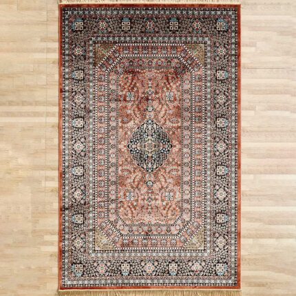 Durable machine-made rug with modern design, soft texture, and long-lasting quality for home décor.