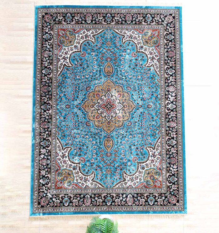Durable machine-made rug with modern design, soft texture, and long-lasting quality for home décor.
