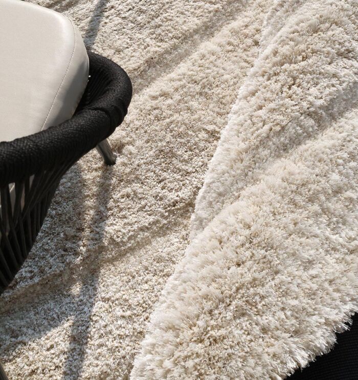 Shaggy shape rug for living room, featuring plush texture, modern design, and cozy comfort.