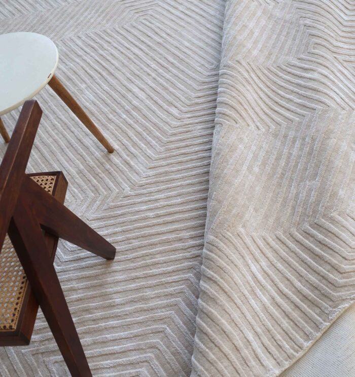 Handmade wool rug hand woven in India for modern homes UAE