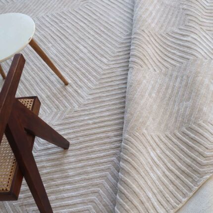 Handmade wool rug hand woven in India for modern homes UAE