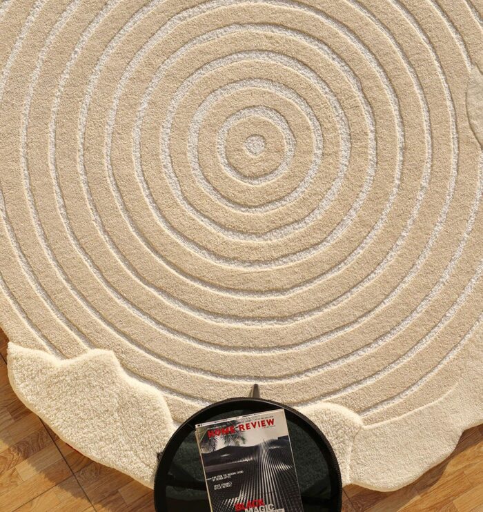 Natural White Color Handmade Area Rug - HTWV-138 (183x200 cm) - Image 4