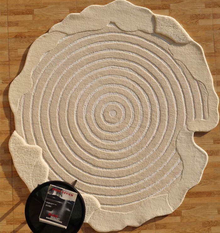 Natural White Color Handmade Area Rug - HTWV-138 (183x200 cm) - Image 1
