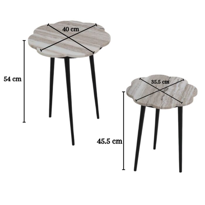 2-Piece Aluminium Nesting Table with Marble Top – Luxury Home Furniture Dubai