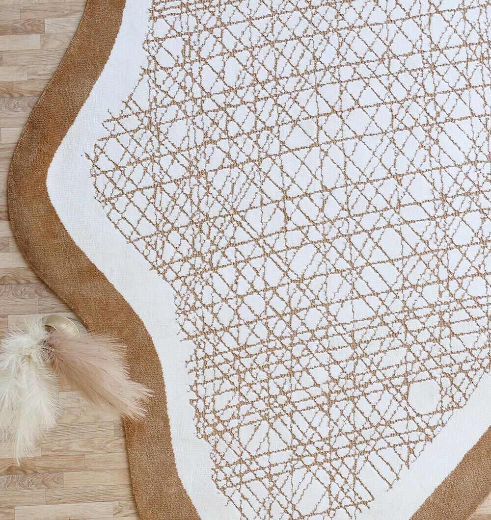 Premium Handmade Rugs in Dubai – Best Tufted Carpets for Home Novara Shape White & Beige Area Rug  - CMN 90 (200x300 cm) - Image 4
