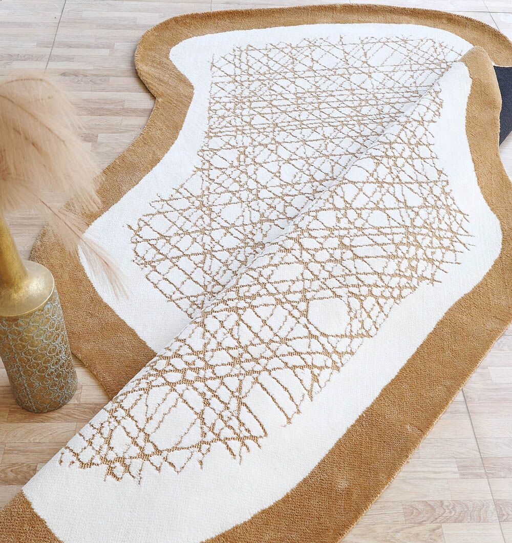 Premium Handmade Rugs in Dubai – Best Tufted Carpets for Home Novara Shape White & Beige Area Rug  - CMN 90 (200x300 cm) - Image 5