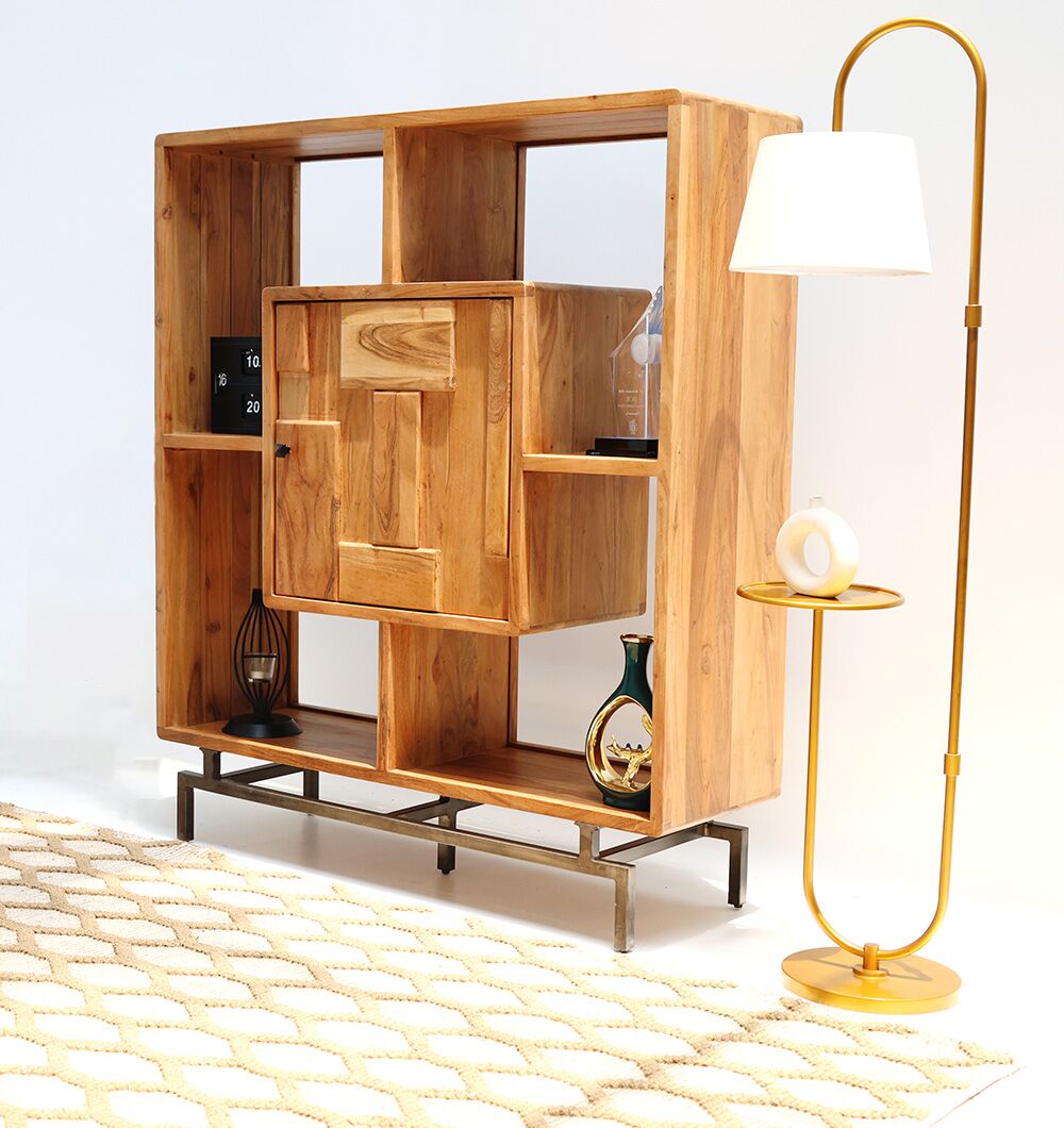 Book Shelf with 1 Door & Iron Stand – Modern Storage Furniture by Ramsha Home Modern bookshelf with 1 door and iron stand by Ramsha Home رمشا المنزل for stylish home interiors