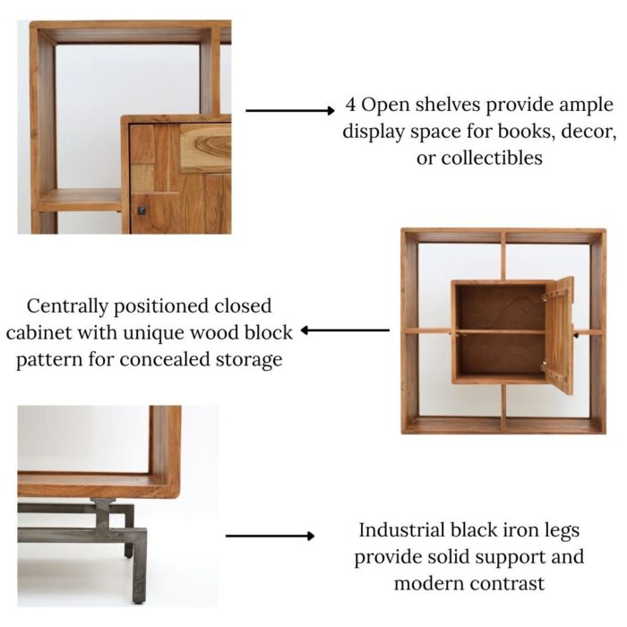 Book Shelf with 1 Door and Iron Stand – Modern Home Furniture Dubai