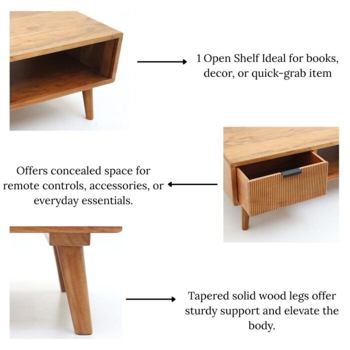 Center Table 1 Drawer 1 Open Shelf – Modern Coffee Table & Living Room Furniture Dubai