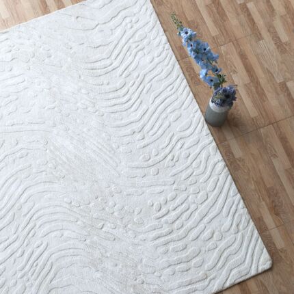 Natural white handmade area rug LKH-022, perfect for living room, indoor décor, and outdoor use.