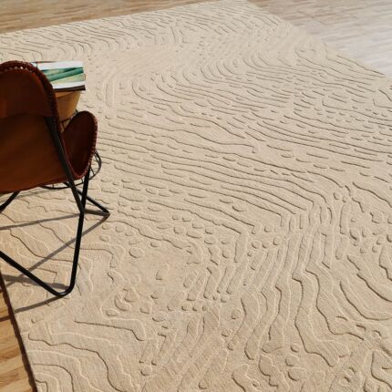 Handmade light cream decorative area rug LKH-026, suitable for living room, indoor use, and outdoor spaces.