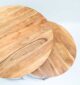 Top view of modern nesting coffee table set with natural wooden finish