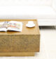 Side view of luxury rectangular iron side table with golden brass antique finish GH-087