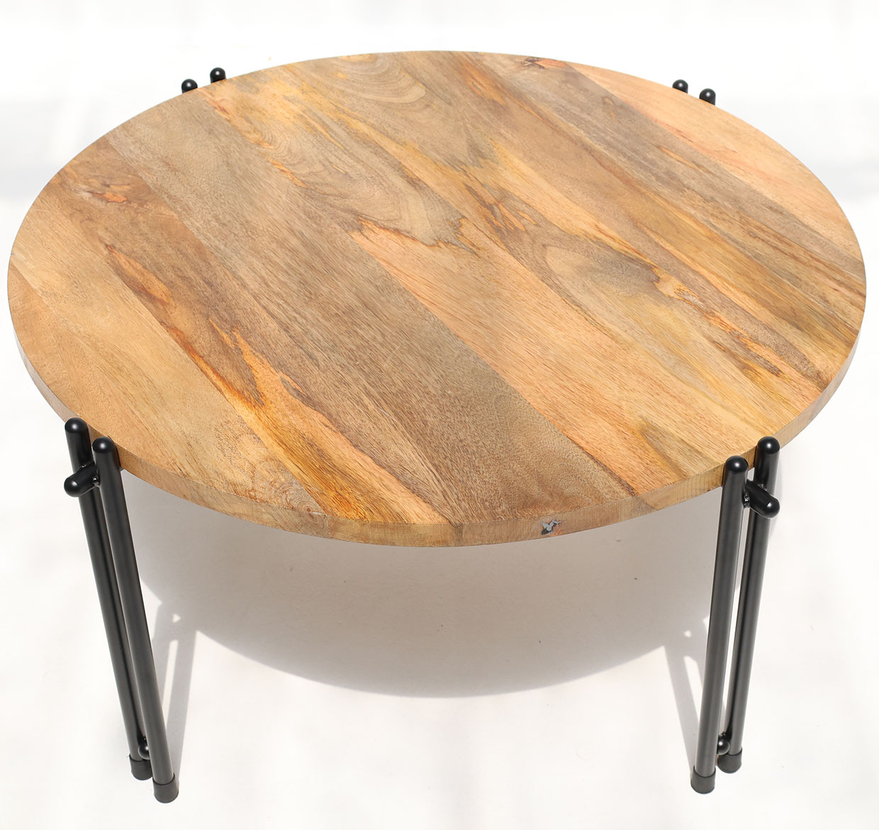 GH-067 (10) Modern Round Coffee Table – Solid Wood Top with Black Iron Legs GH-067 - Image 5