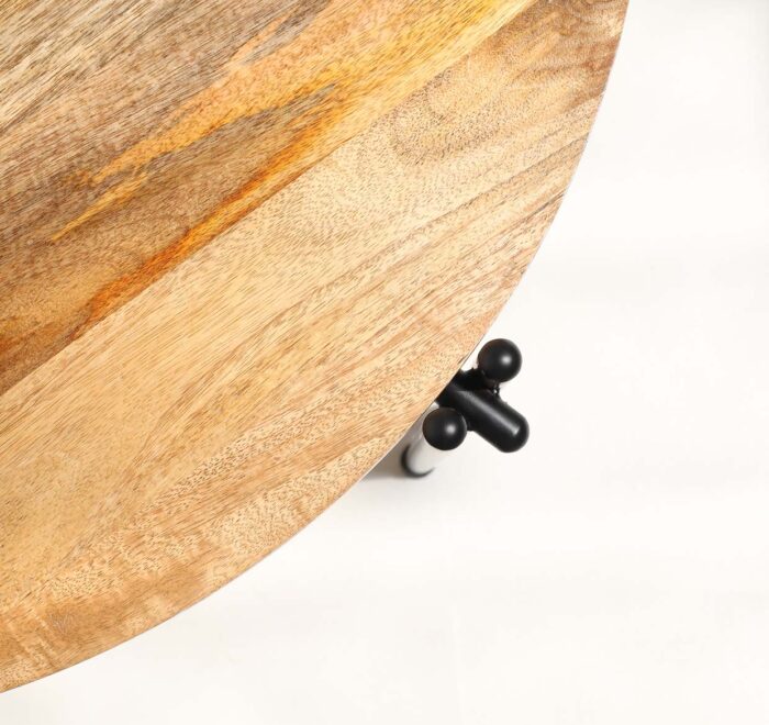 Modern Round Coffee Table – Solid Wood Top with Black Iron Legs GH-067 - Image 7