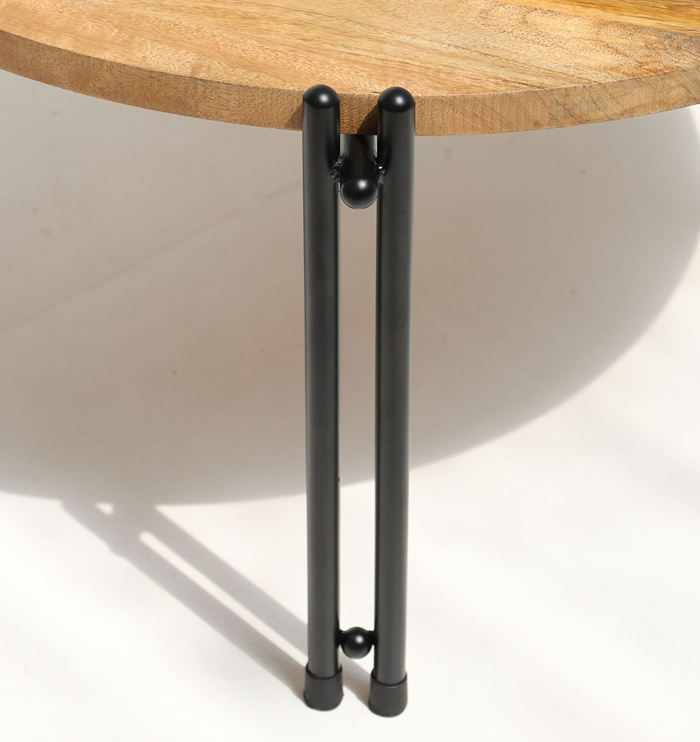 GH-067 (8) Modern Round Coffee Table – Solid Wood Top with Black Iron Legs GH-067 - Image 6