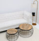Industrial Nesting Side Tables – Solid Wood Top & Metal Wire Base (Set of 2) GH-068 - الصورة 4
