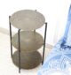 Round coffee table with solid wood top and black iron legs – modern industrial living room furniture