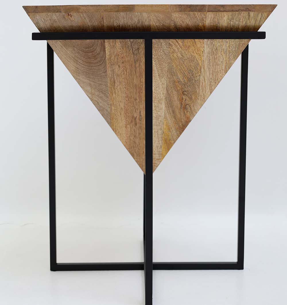 GH-091 (2) Modern Cone Accent Side Table – Solid Wood & Iron Base gh-091 - الصورة 5