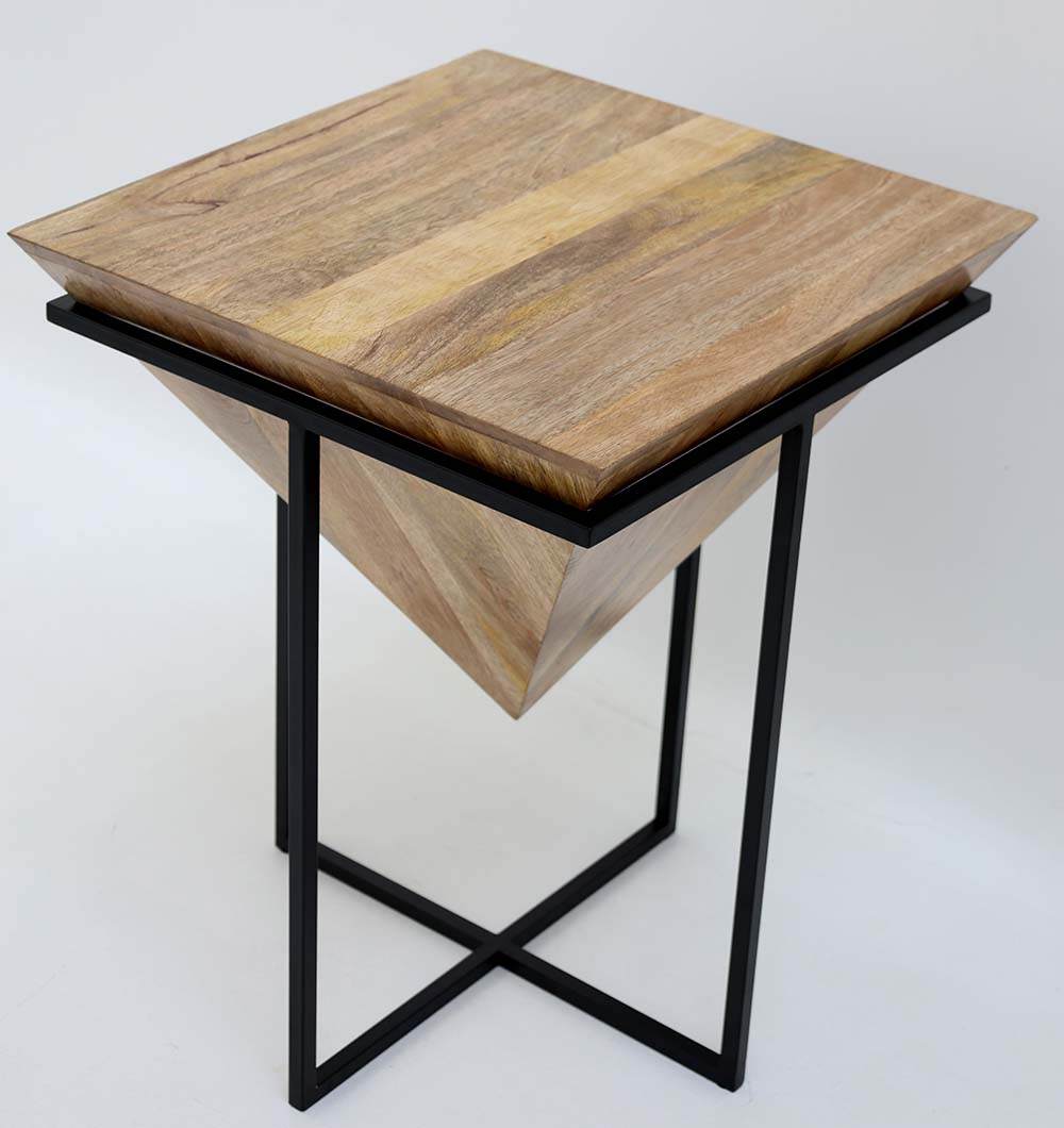 GH-091 (3) Modern Cone Accent Side Table – Solid Wood & Iron Base gh-091 - الصورة 4