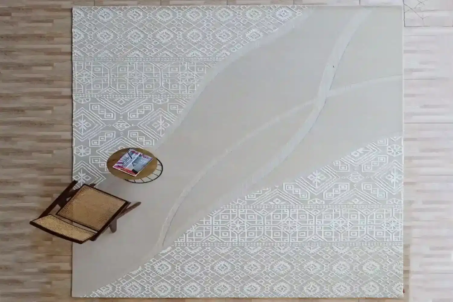 Top view of a handmade rug, perfect for gifting on special occasions