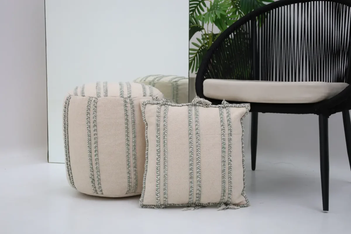 Single decorative cushion showcasing its texture and design for home décor styling