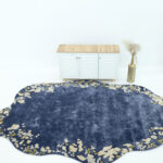 Navy Blue Viscose Shaped Handmade Carpet 200x300 - HTV-23