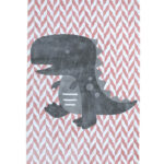 Kids Dinosaur Rug - Pink Grey Playroom Area Carpet - KD 007 (120x180 cm)