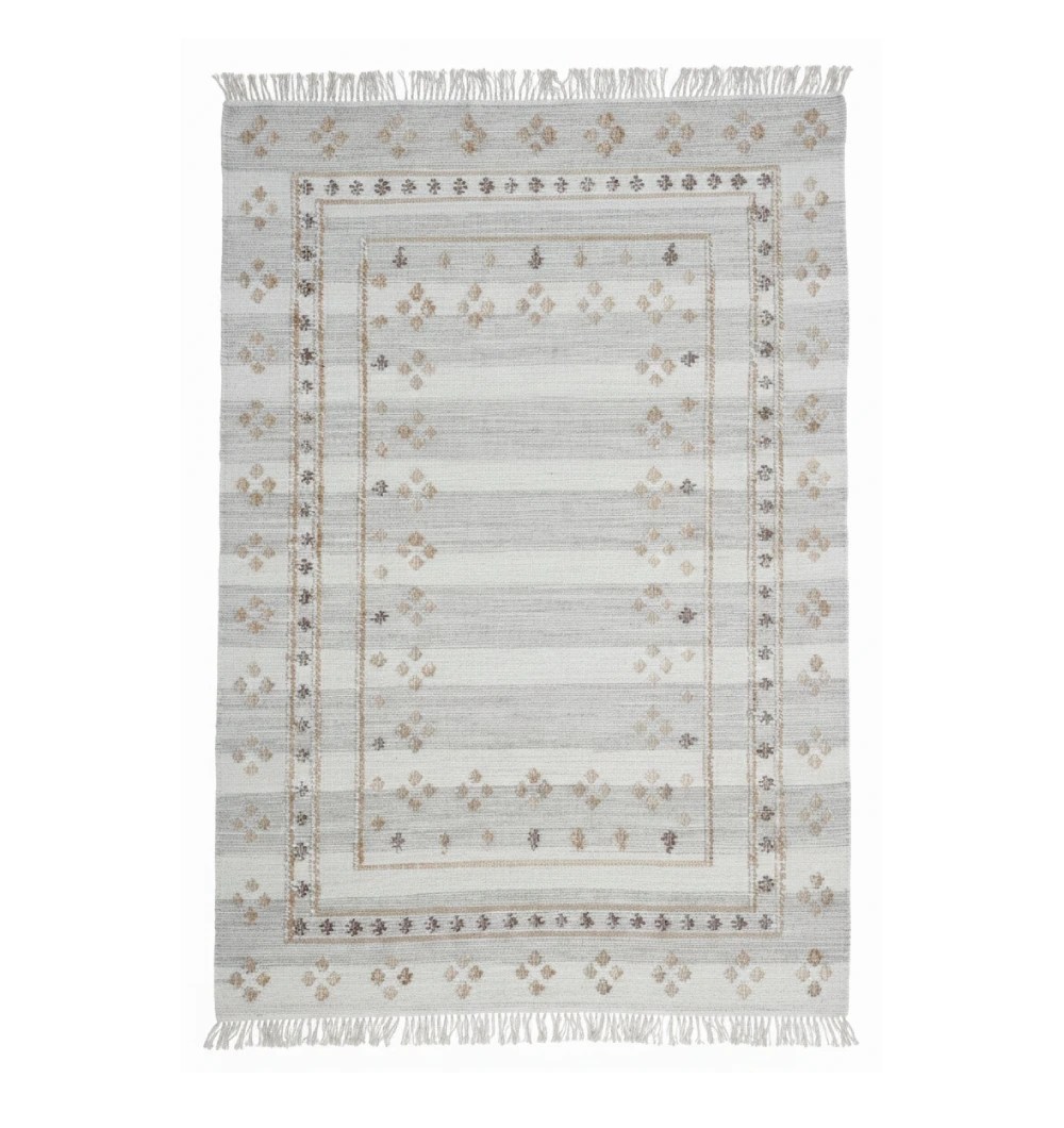 KLM-016 Handwoven Boho Area Rug Grey Kilim Rug - KLM-016 (170 x 240 cm) - Image 1
