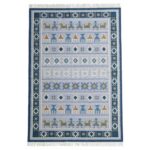 Kilim Rug  ? Blue Multicolor Tribal Flatweave Carpet KLM-018