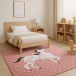 Unicorn Kids Rug - Pink Fantasy Playroom Area Carpet KD 004 (120X180 cm)