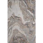 A Modern Abstract Carpet with a flowing, marble-inspired pattern in shades of beige, grey, and brown.